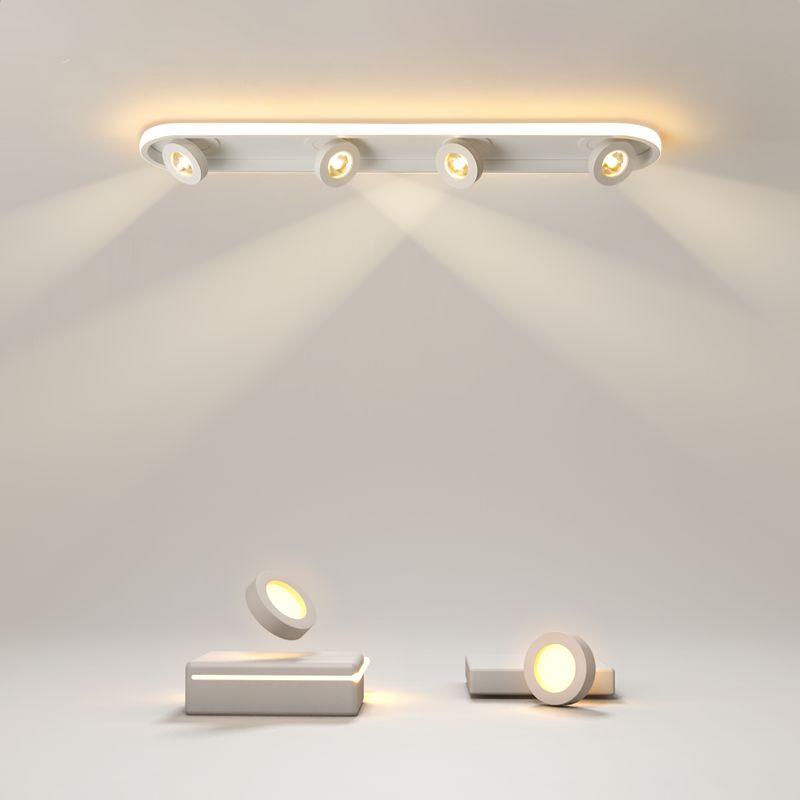Plafonnier LED réglable à 4 lumières, avec têtes d'éclairage sur rail linéaire en aluminium, de Style moderne, pour salon