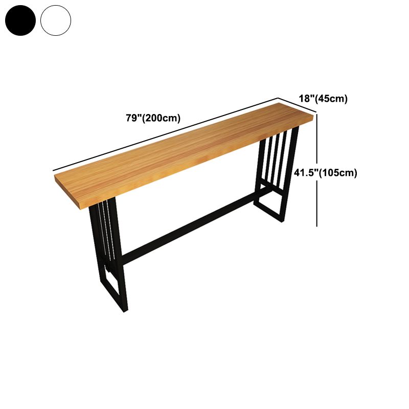 Industrial Style Bar Table Solid Wood Trestle Base Bar Dining Table