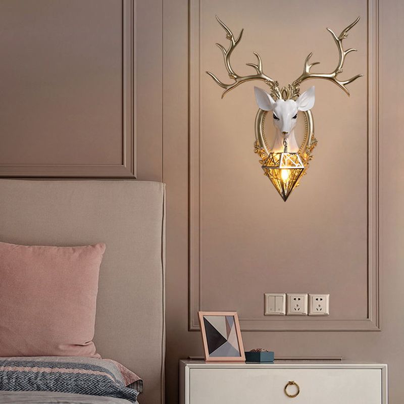 Creative Deer Wall Lighting Fixture Contemporary Crystal Wall Mount Light