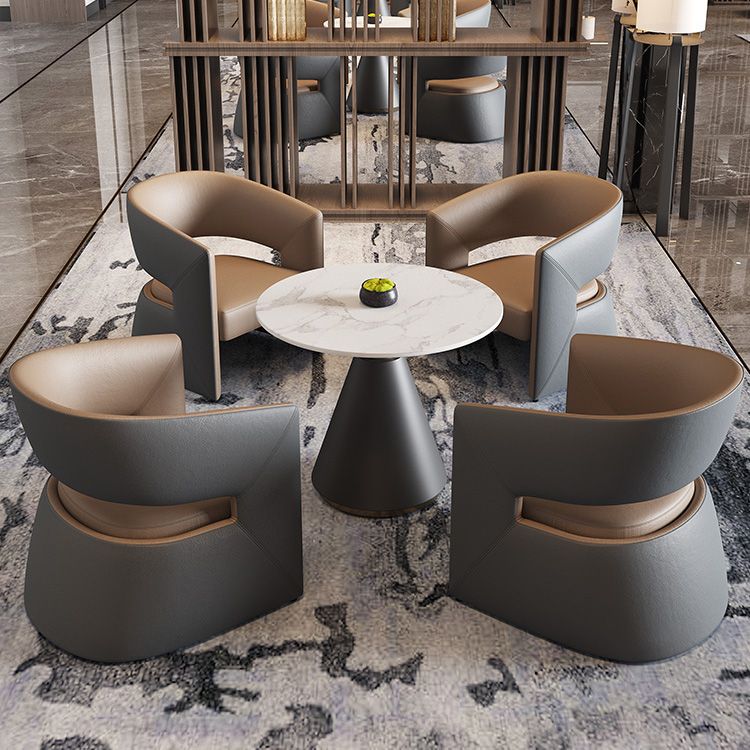 Modern Round Dining Table for Kitchen Metal Pedestal Base Table