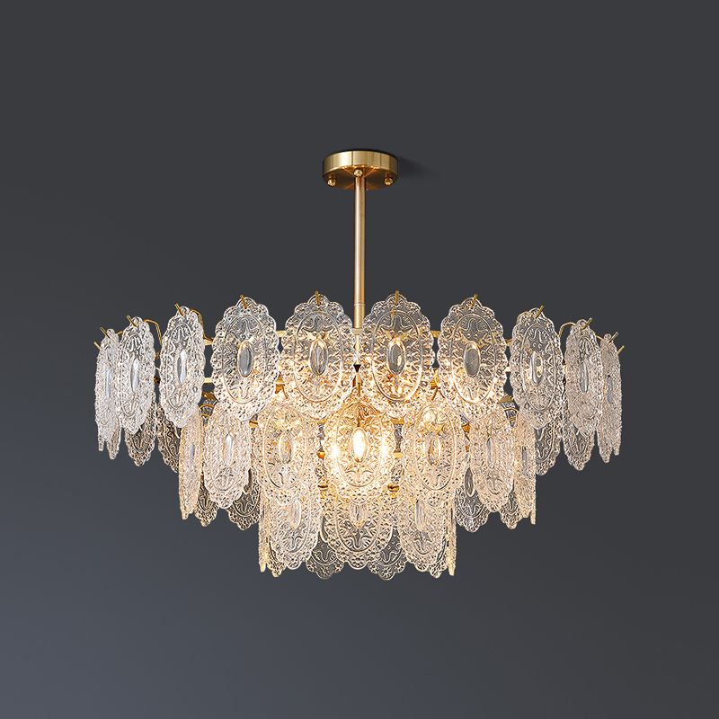Modern Style Chandelier Light Fixture Metal Chandelier with Glass Shade