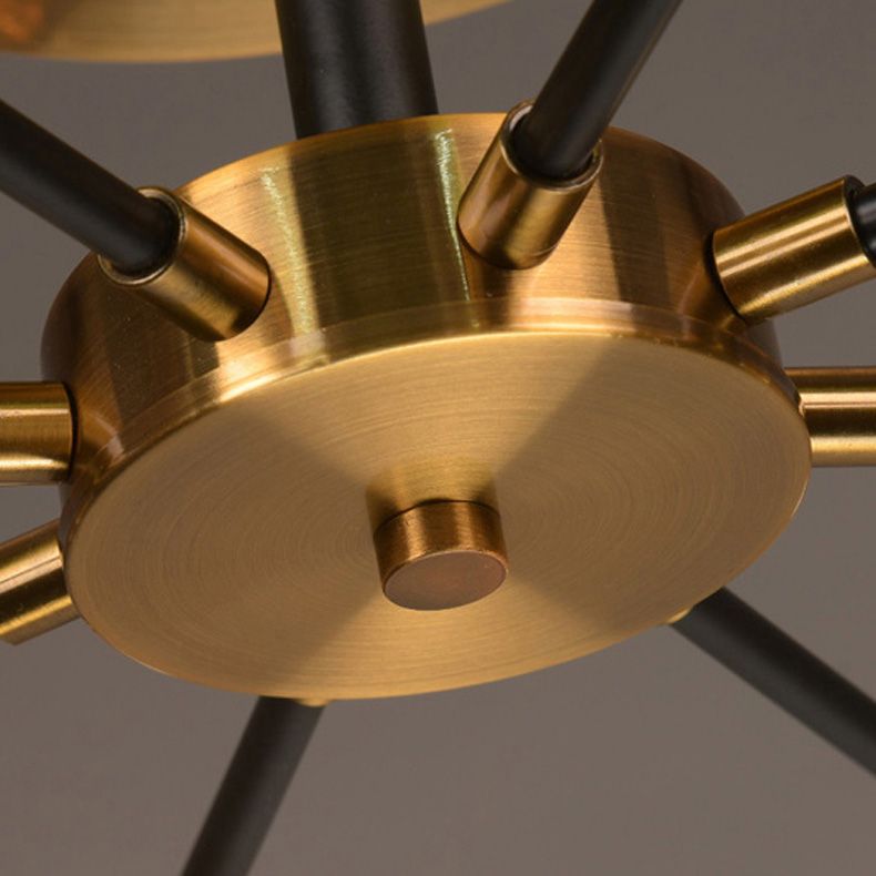 Moderne artistieke globe-plafondlamp, gelakt ijzer, semi-inbouw met glazen kap