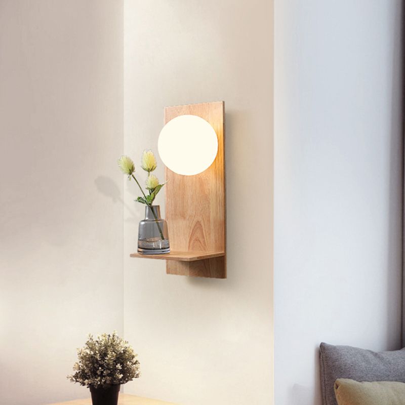 Wood Ball Sconce Light Modern 1 Light Wall Light Fixture in Brown(Decoration not Included)