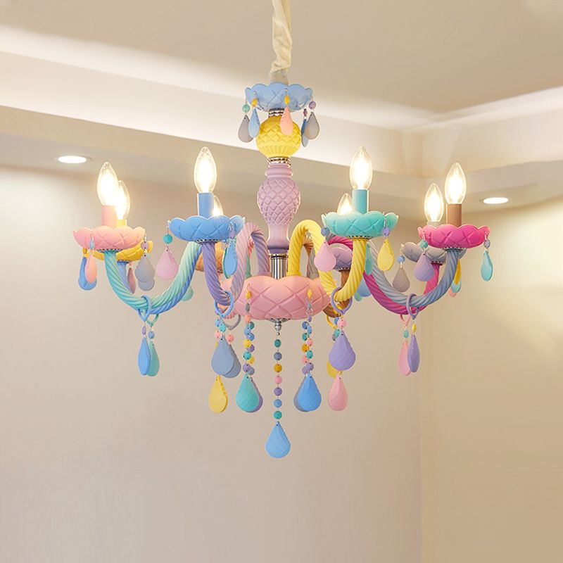 Nordic Multi Head Candle Chandelier Macron Metal Metal Chandelier Lighting Fixtures pour chambre à coucher