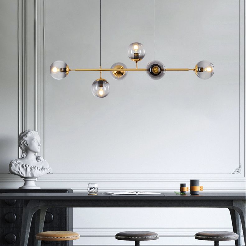 Orb Island Lighting Fixture Minimalistic Glass Island Ceiling Light for Dinning Room