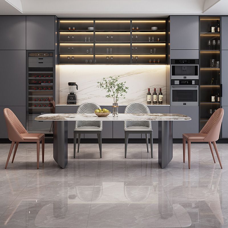 Simplicity Style Dinette Table Rectangle Stone Dining Room Table for Kitchen