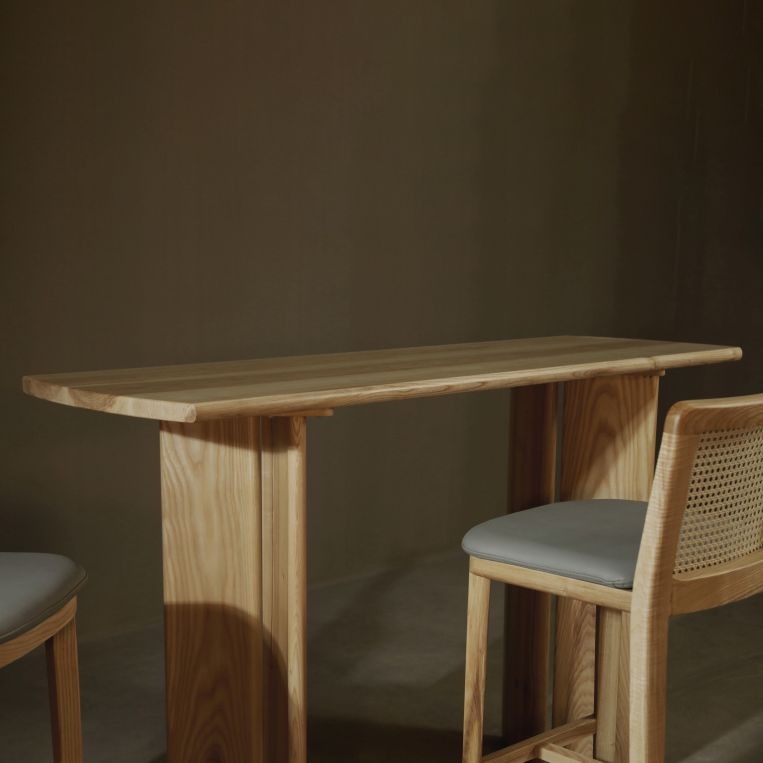 Glam Solid Wood Counter Wine Table Double Pedestal Living Room Bar Table