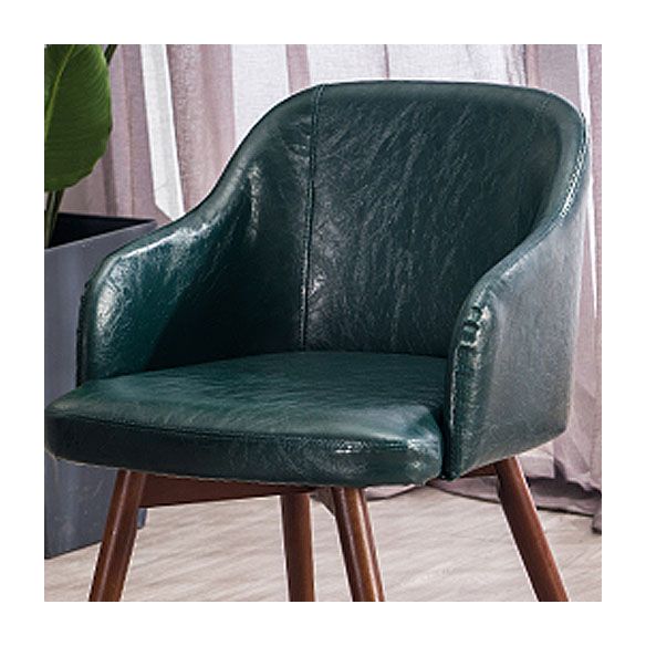 Contemporary Beech Solid Back Arm Chair Matte Finish Upholstered Dining Chair