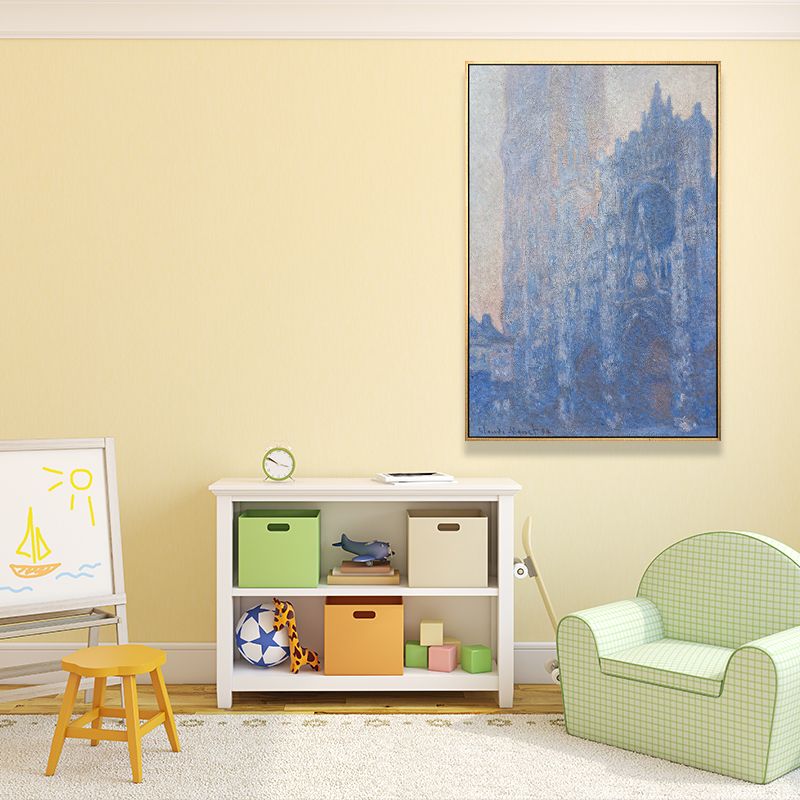 Monet Rouen Cathedral Wall Art Traditional Textured Canvas Print in Pastel Color