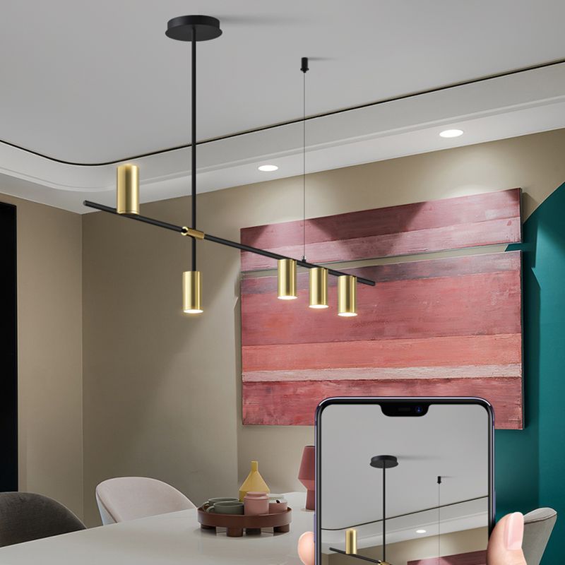 Linear Cylinder Lighting Fixtures Contemporary Metal Island Pendants for Kitchen