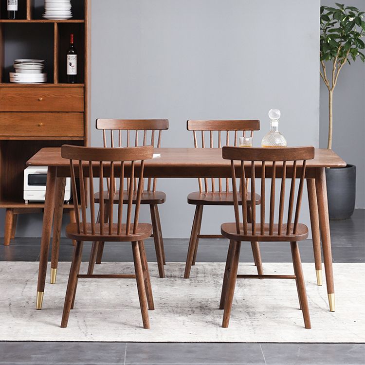 Mesa de comedor rectangular tradicional de madera sólida Mesa de comedor de madera con 4 patas