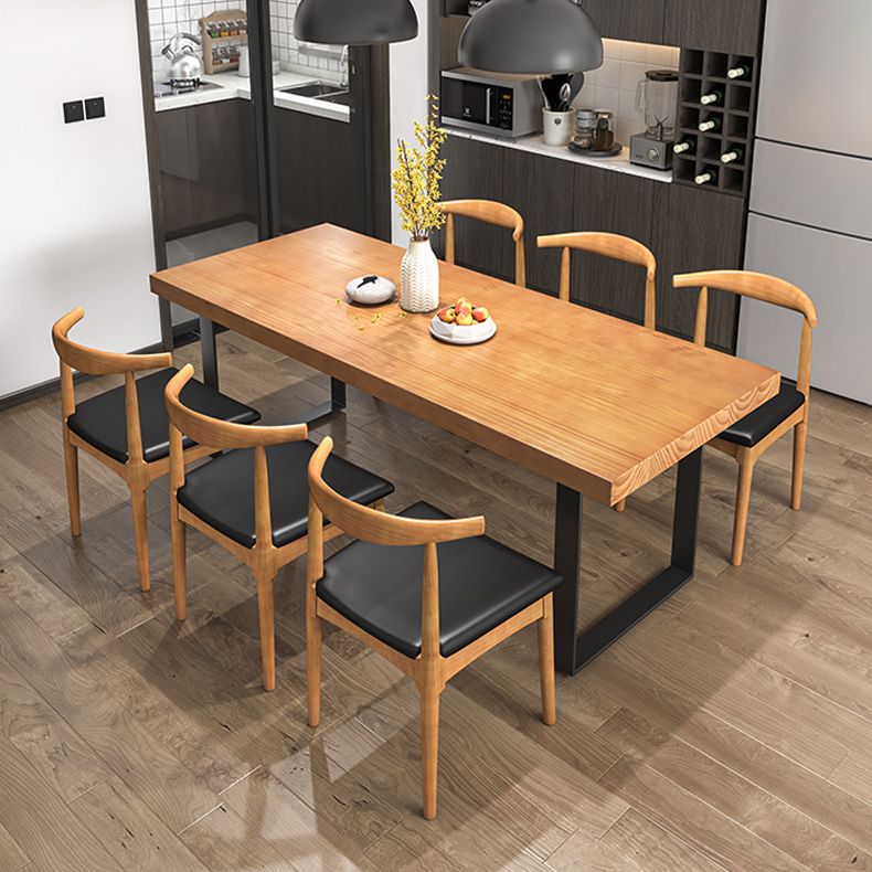 1/2/5/7 Pcs Metal Industrial Dining Set with Rectangle Table and Wooden Chairs Dinette Set