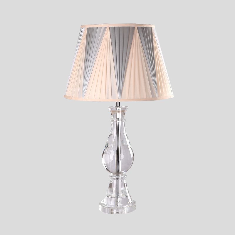 Vase Fabric Task Lighting Modernism Hand-Cut Crystal 1 Bulb Reading Lamp in Beige