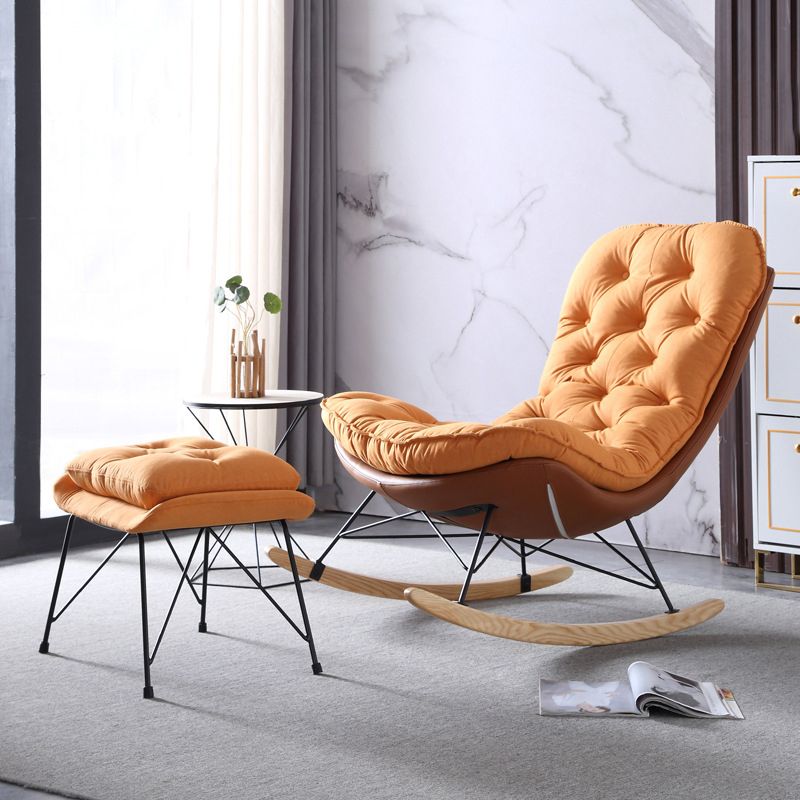 Style Single Rocker Chair Modern Iron Base Lazy Chair for Balcony and Bedroom