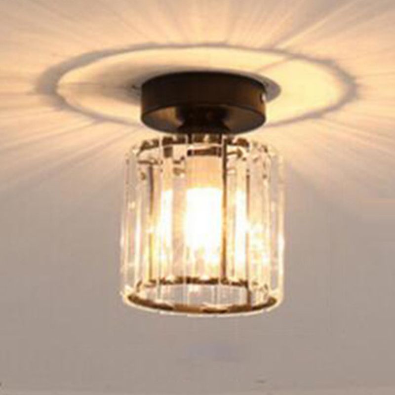 Nordic Crystal Shade Ceiling Lamp Geometric Flush Mount Light Fixture for Bedroom