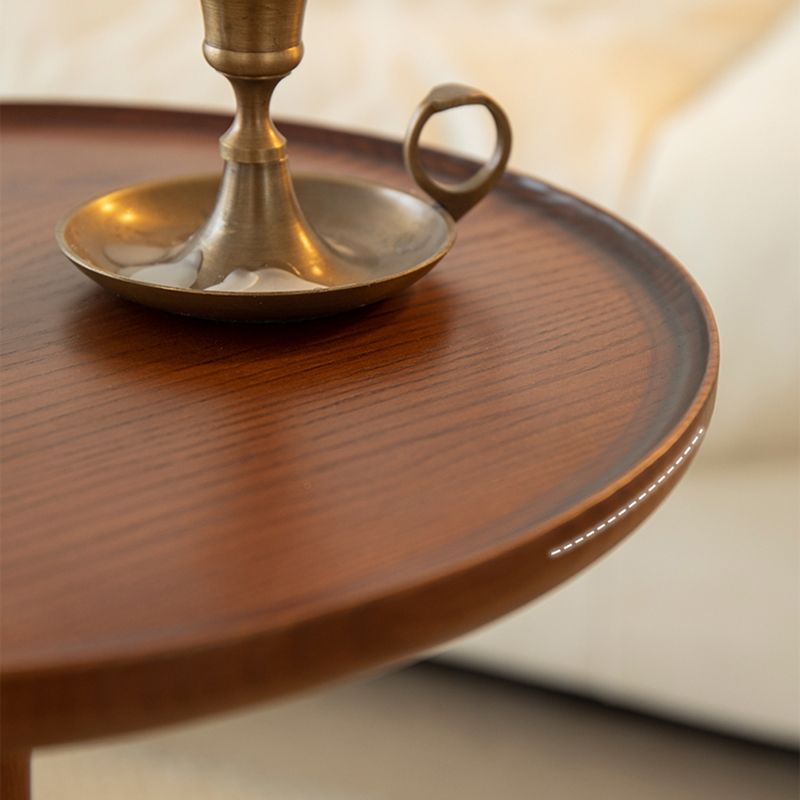 Rustic Round 3 Legs Side Table Solid Wood Tray Top End Table Set