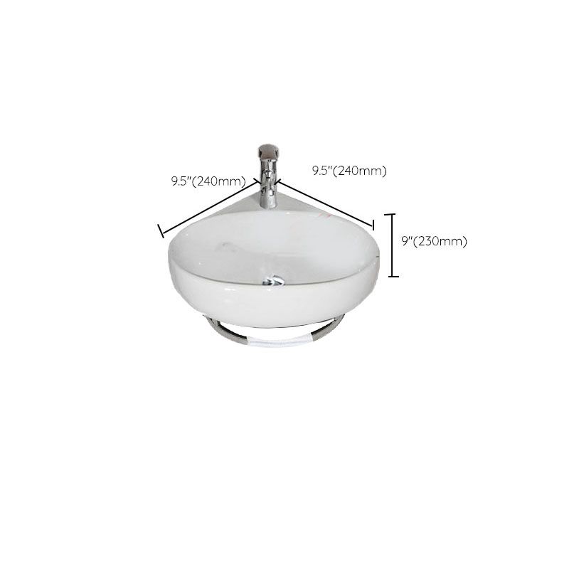 Bathroom Sink White Ceramic Wall-mounted Mirror Faucet Anti-spill Sink