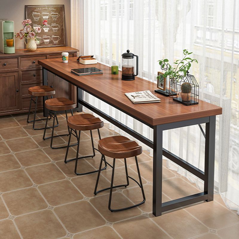 Rectangle Manufactured Wood Bistro Table Modern Pub Table with Metal Frame