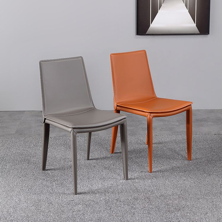 Silla lateral de cuero moderna para restaurante, respaldo sólido, silla sin brazos