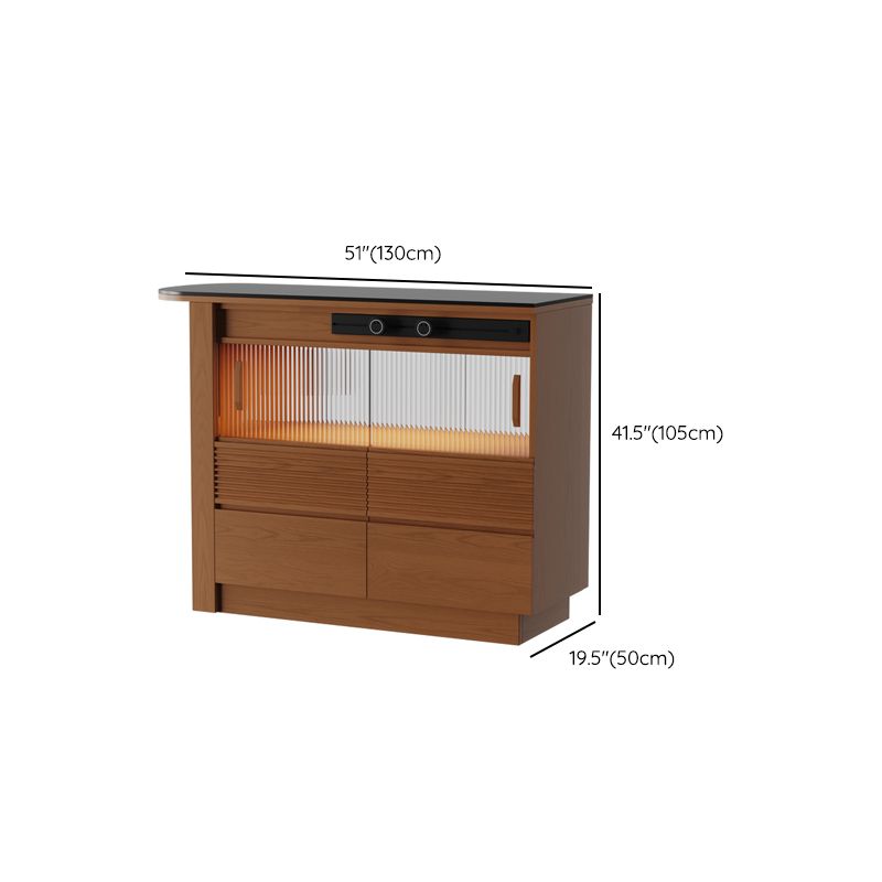 Black Stone Free Form Kitchen Island Table with Pine Wood Base