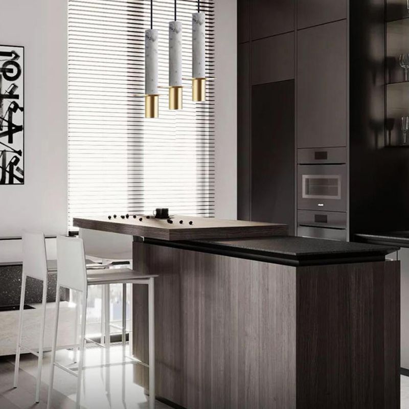 LED Marble Terrazzo Hanging Light Fixture Nordic Modern Style Living Room Long Downlight