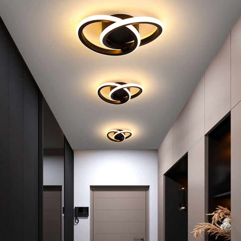 Round Shape Metal Flush Mount Light Modern Style 2 Lights Ceiling Mount Light