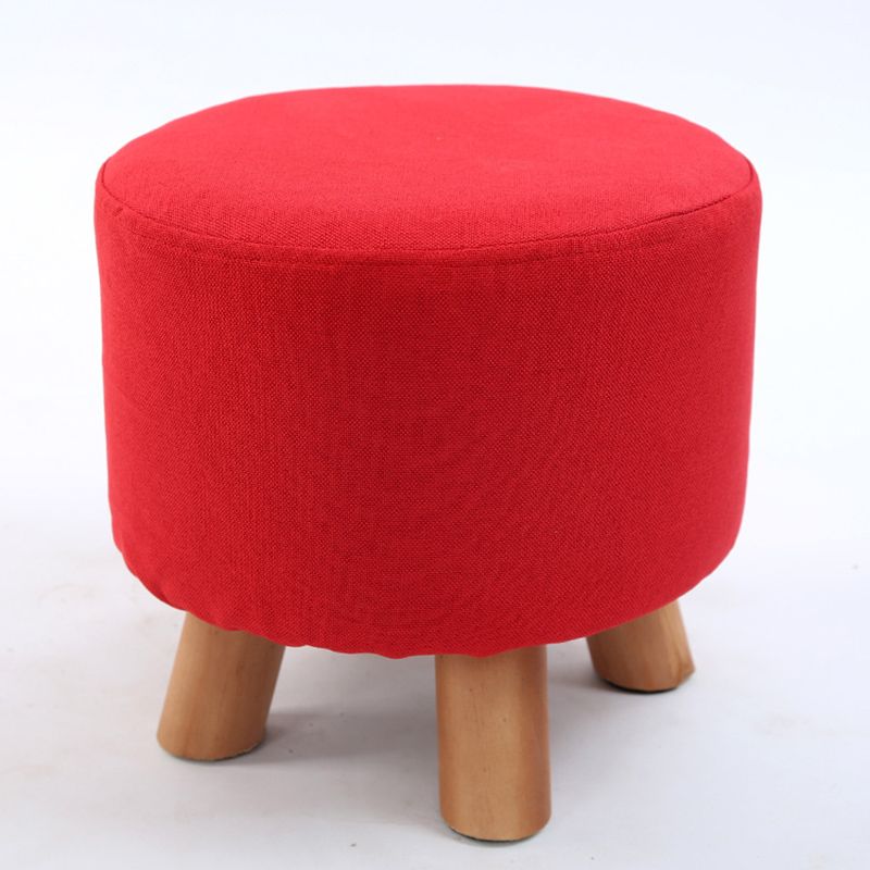 Trendy Cotton Blend Ottoman Plain Round Indoor Footstool Ottoman