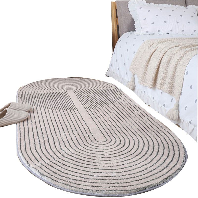 Grey Geometric Pattern Rug Modern Polyester Area Carpet Non-Slip Backing Rug for Bedroom