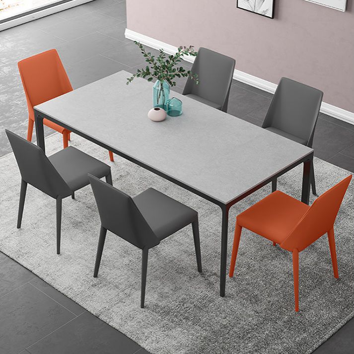 Industrial Sintered Stone Kitchen Table Rectangle Fixed Dining Room Desk