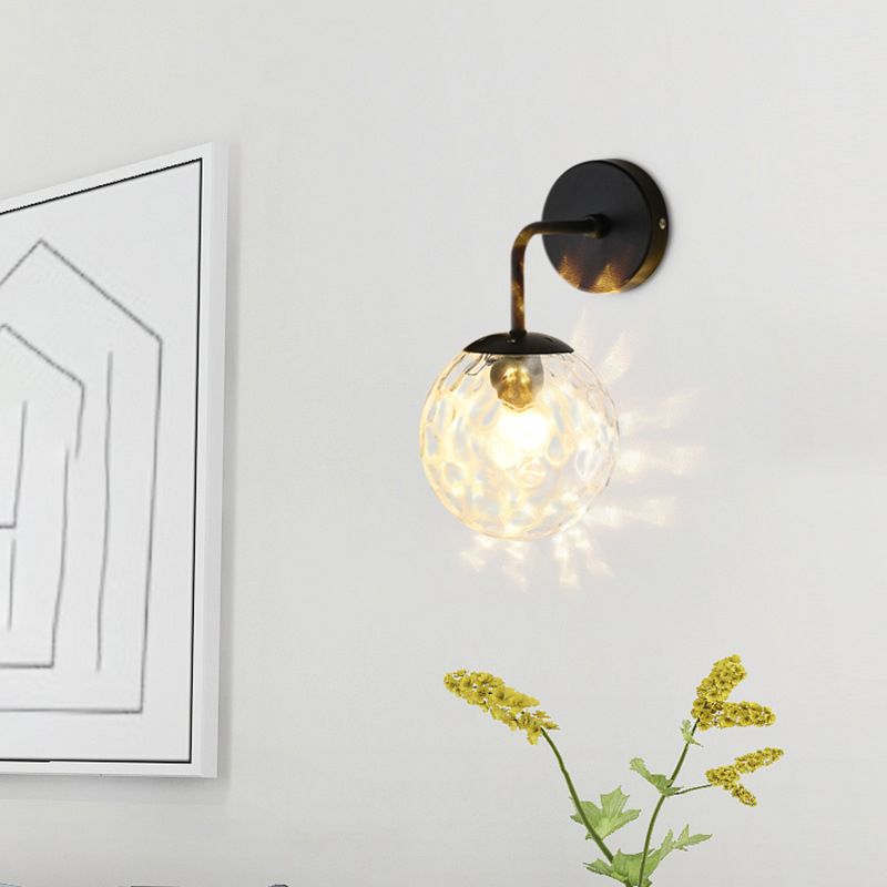 Industrial Style Ball Shape Wall Sconce Glass 1 Light Sconces for Dining Room