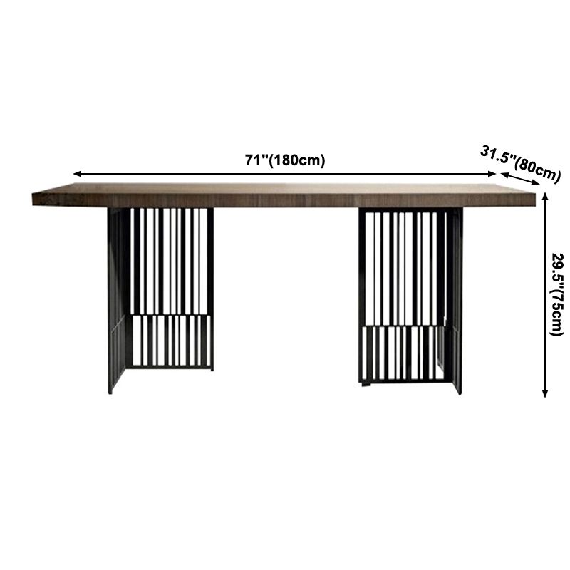 Mesa de comedor rectangular industrial de metal mesa de comedor de madera para cocina