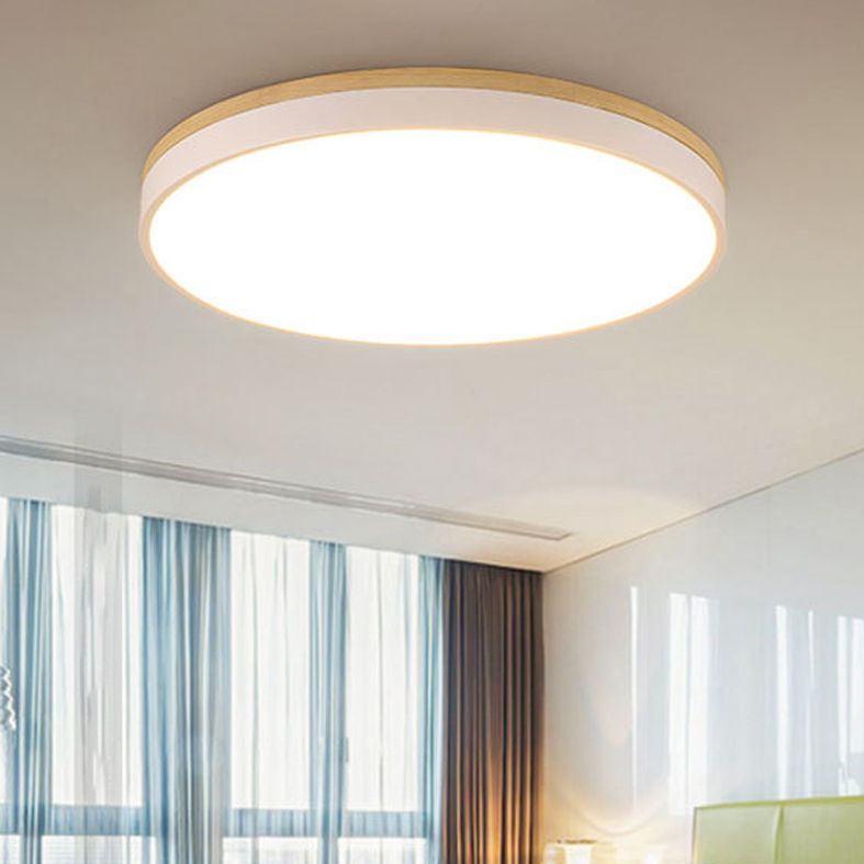 Einfachheit Moderne Holz Deckenmontage Leuchte mit Acryl Schatten für Wohnzimmer