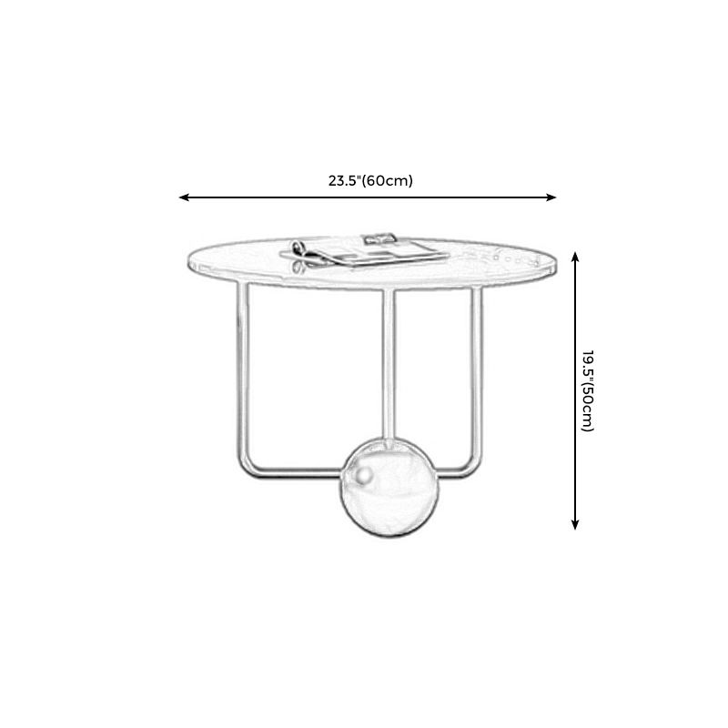 Round Slate Coffee Table Contemporary Three Legs White Cocktail Table