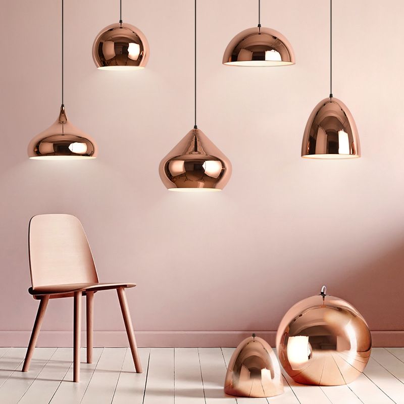 Postmoderne 1-Licht-Hanglampe Roségold geometrischer Anhänger Licht mit Metallschatten