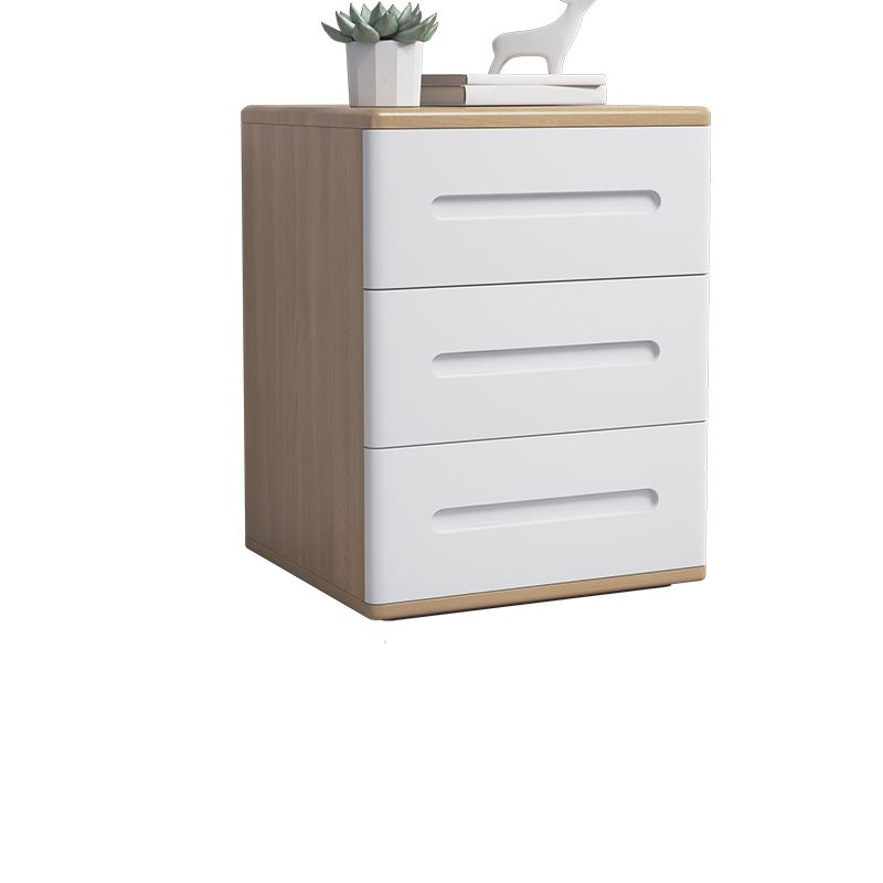 Wooden Nightstand 22.8"Tall 3 - Drawer Nightstand in Brown/ Natural / White