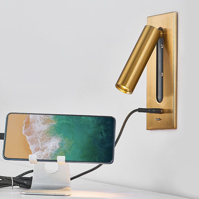 Simple Pivoting Wall Sconce Cylinder Reading Wall Light for Bedroom