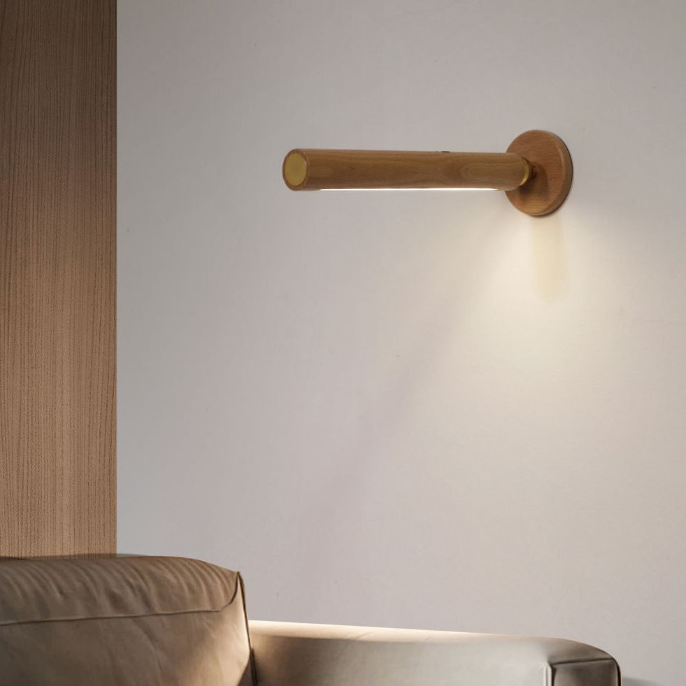Lámpara de pared LED de dormitorio nórdico ángulo de madera ajustable Luz de madera para la cama
