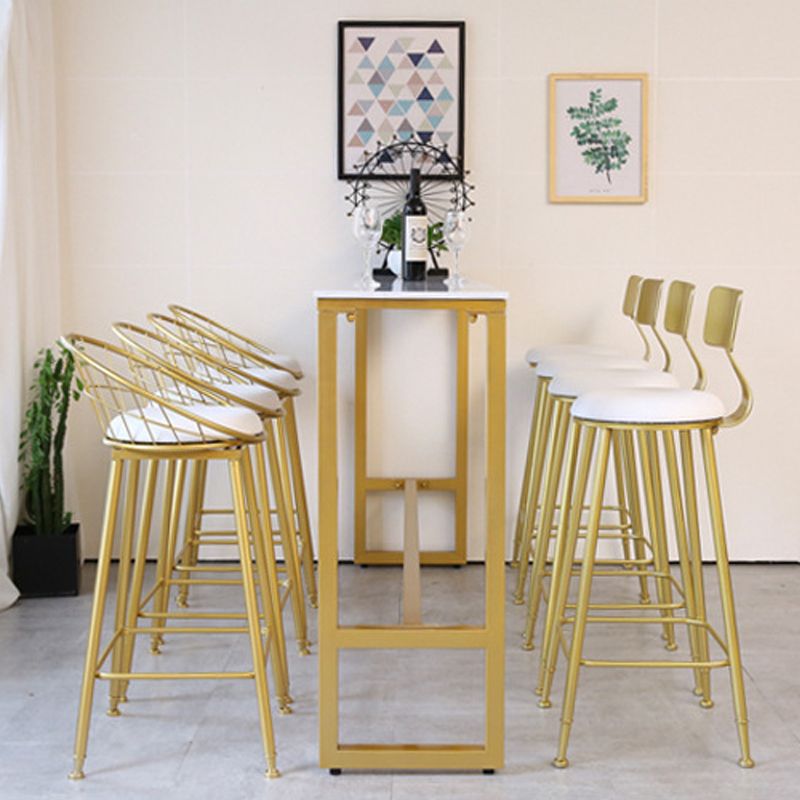 Rectangular Bar Height Table Gold Legs and Metal Base Bar Table for Patio Use