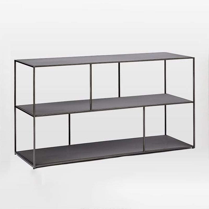 Industrial Style Open Metal Bookcase with Rectangular Shelves