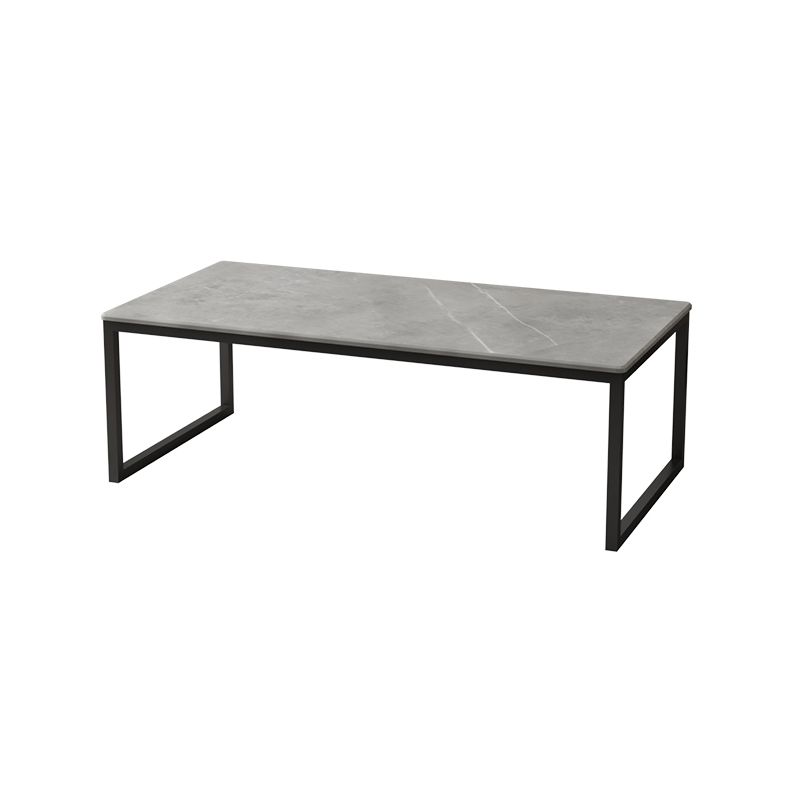 Glam 11.8" H Rectangle Slate Coffee Table Metal 2 Legs Cocktail Table