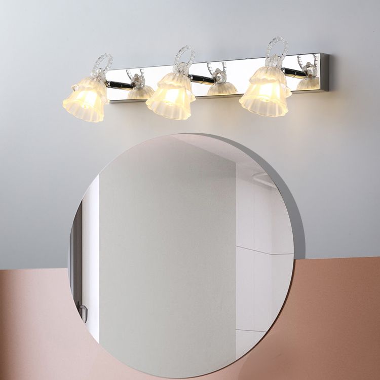 Stainless Steel Vanity Light Fixture 3 Lights Mirror Front Light with Glass Shade