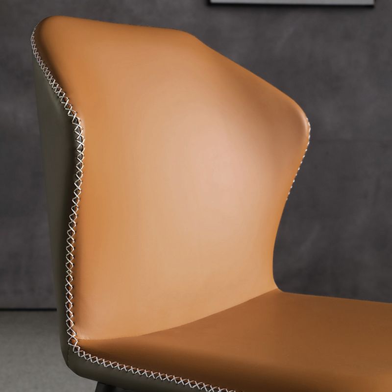 Silla de comedor sin brazos con respaldo industrial, sillas de comedor de piel sintética para uso doméstico