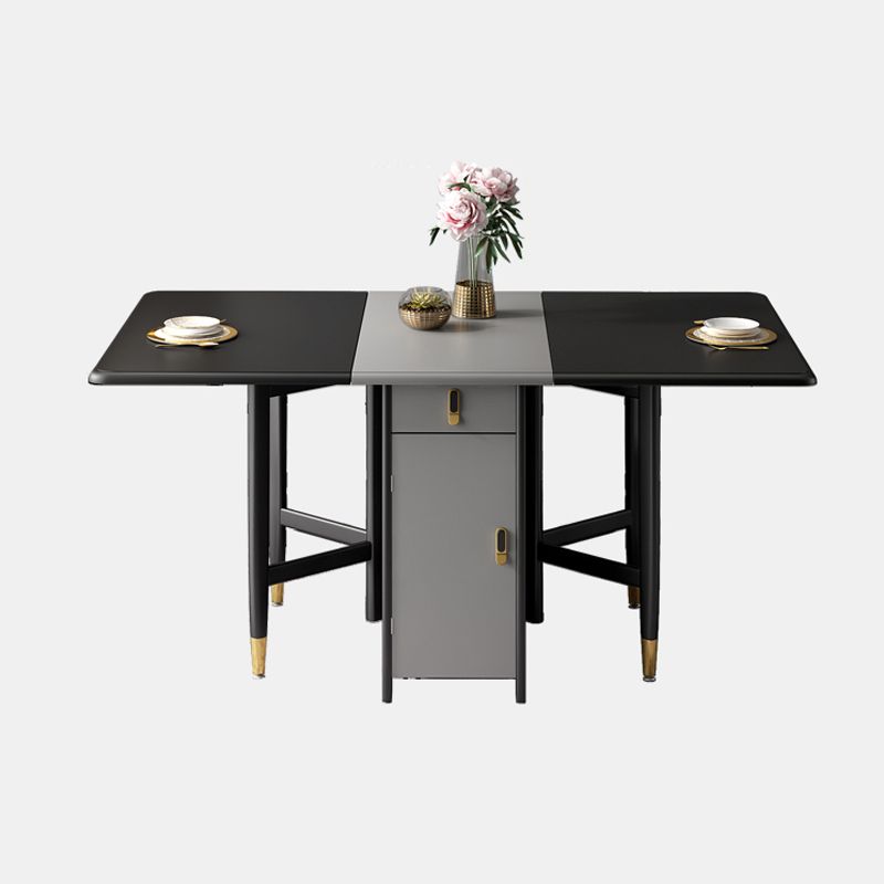 Rechthoekige zwarte eettafel Vintage uitschuifbare tafel voor eetkamer
