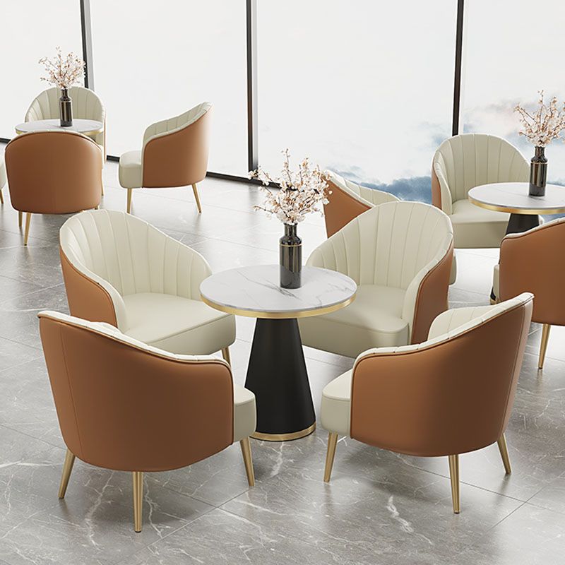 Modern Style Dining Table Sintered Stone Table with Pedestal Base