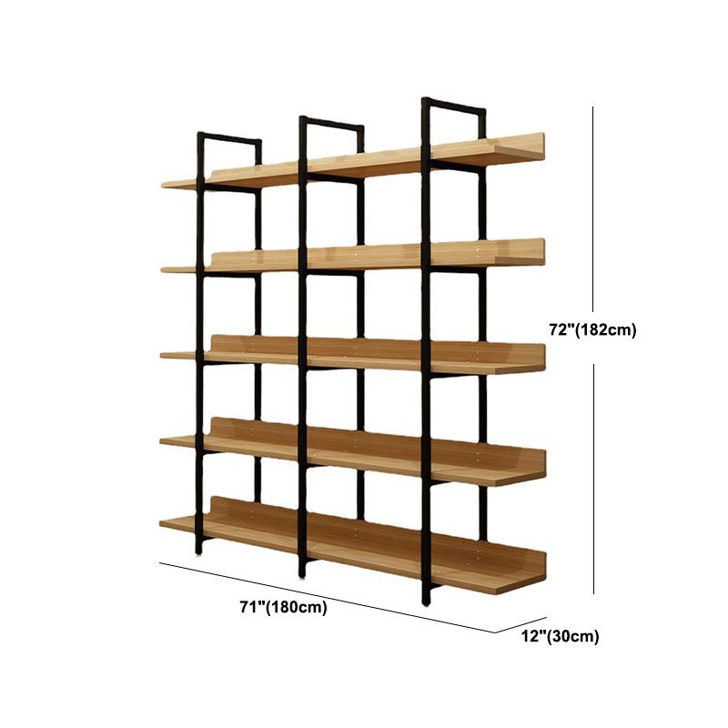 Contemporary Metal and Wooden Bookshelf Open Shelf Bookcase with Shelves