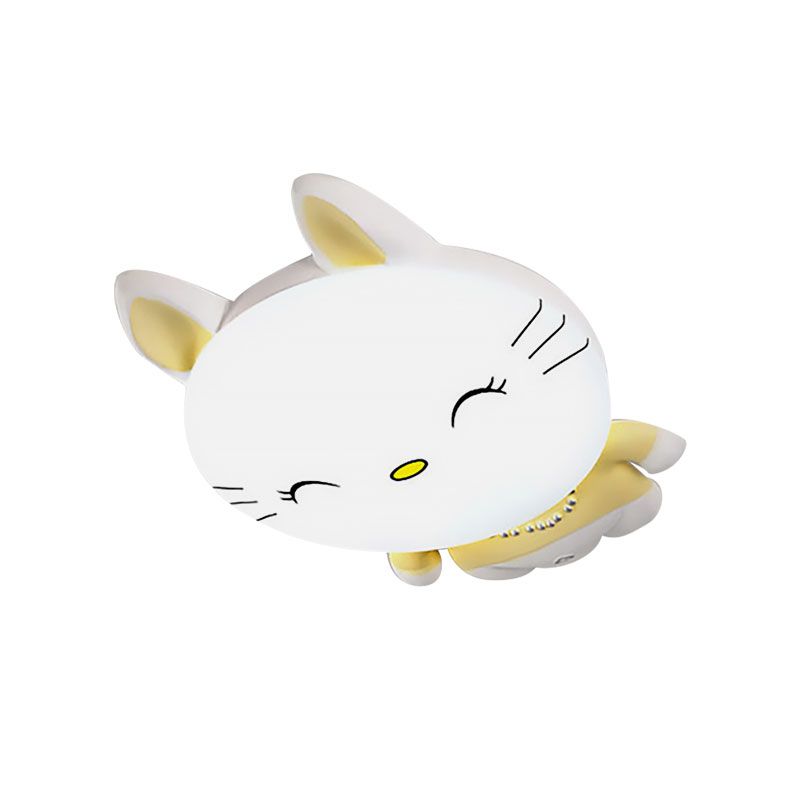Jaune Smiling Kitten Flush Ceiling Light Animal Acrylique Ceiling Lamp for Child Bedroom