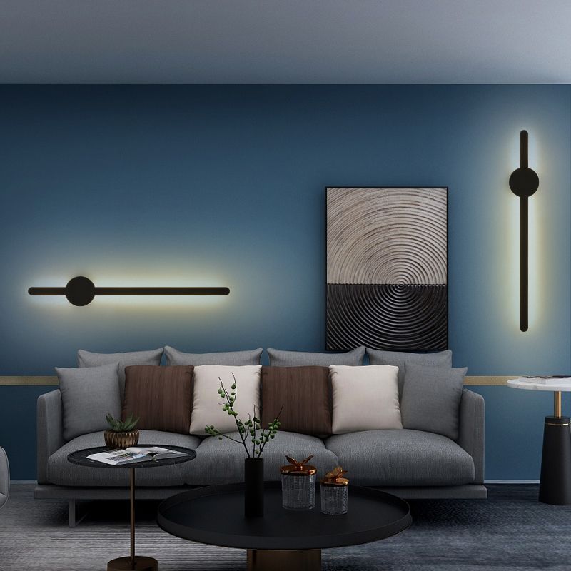 Forme linéaire Mur en métal Gamique de style moderne Lumière de mur de lumière unique en noir