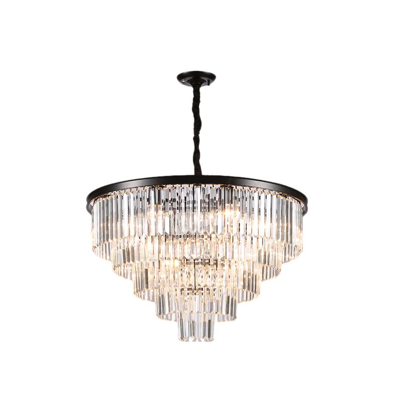 Lampada lampadinale conica regolabile in nero/oro Minimalista 6/9/15 Light Crystal Crystal Pendant Lighting, 19,5 "/23,5" /31,5 "W