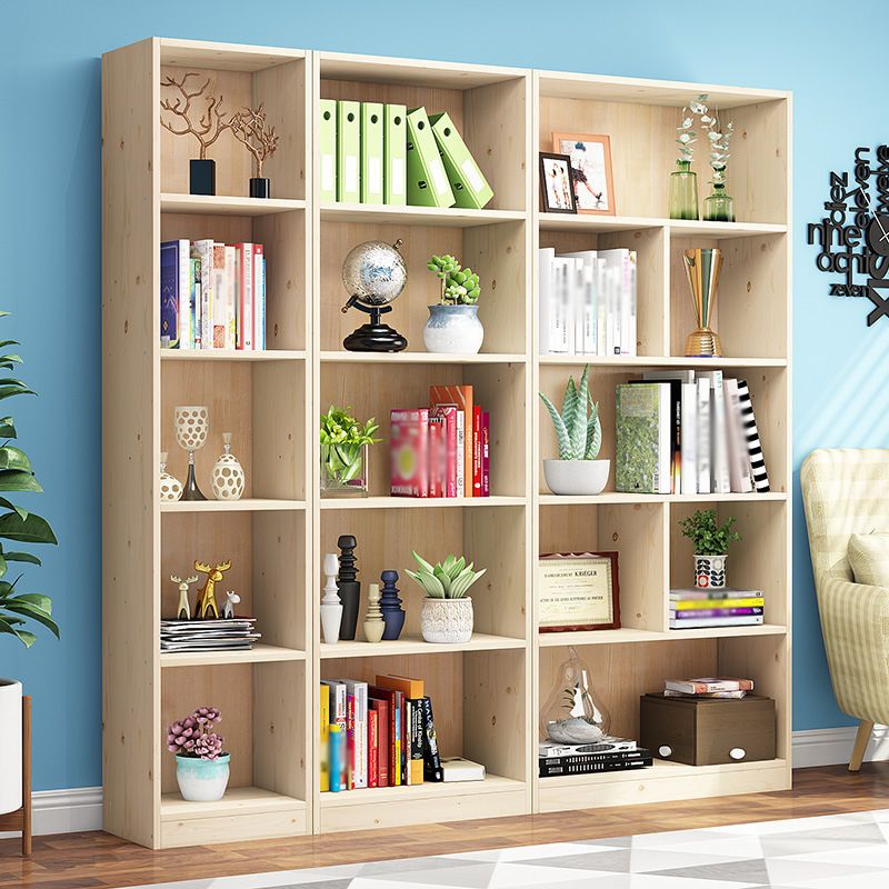 Scandinavian Pine Wood Standard Bookshelf Closed Back Vertical Bookshelf