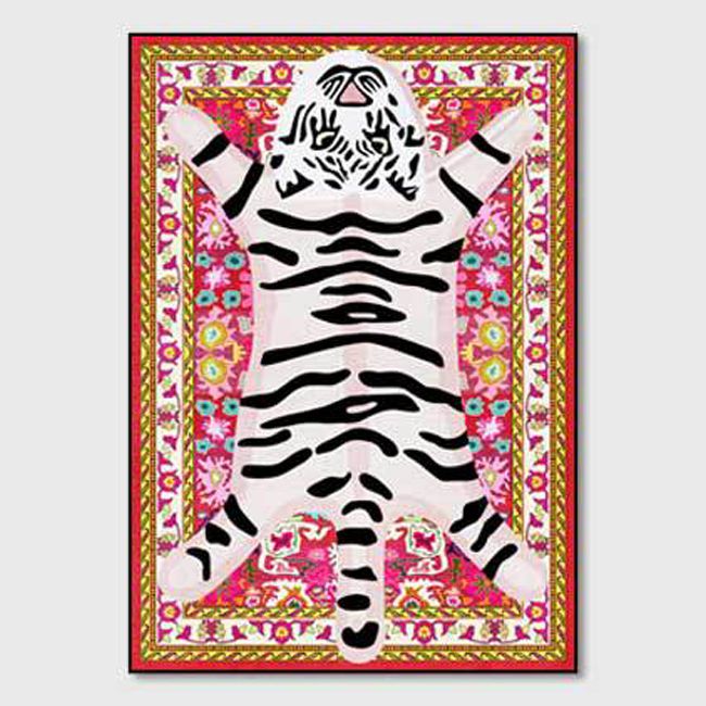 Contemporary Tiger Striped Carpet Polyester Indoor Rug Non-Slip Backing Area Carpet for Living Room